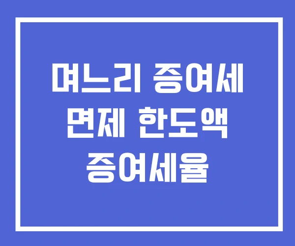 며느리 증여세 면제 한도액 증여세율